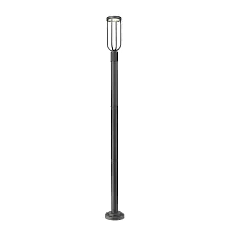 Z-Lite Leland Outdoor Post Mounted Fixture, 1-Light, 9 In.W x 91.75 In.H, Sand Black/Sand Blast 5005PHM-567P-BK-LED